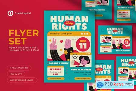 Blue Modern Human Rights Day Flyer Set