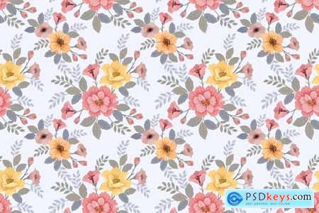 Beautiful flowers and leaf seamless pattern