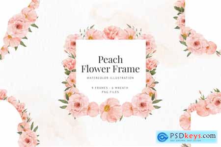 Peach Watercolor Flowers Frames