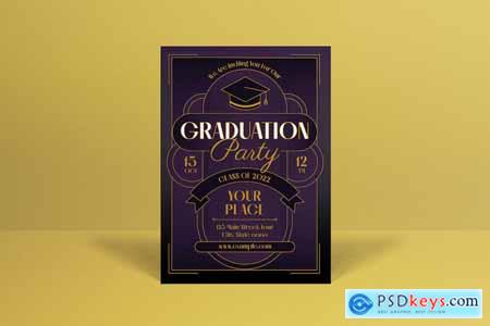 Purple Art Deco Graduation Invitation
