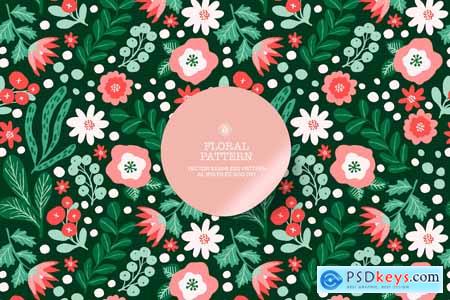 Green Floral Vector Pattern