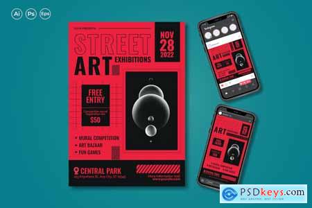 vg Red Street Art Exhibitions Flyer Set