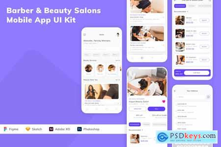 Barber & Beauty Salons Mobile App UI Kit