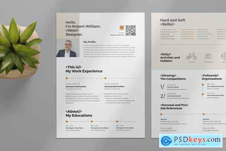 Resume Layout Template with Green Accent