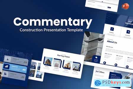 Commentary Blue Dynamic Construction PowerPoint