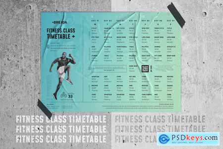 Fitness Class Timetable Schedule WVYQWEV
