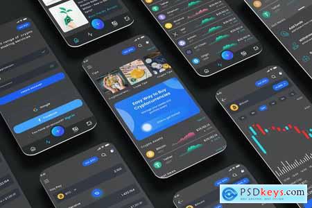 Crypto Black & Cryptocurrency Trading Dark App UI