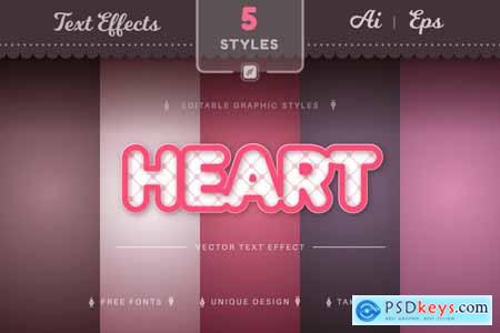 Set 5 Pink Love Editable Text Effects, Font Styles
