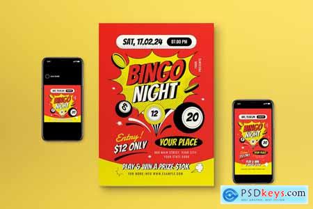 Red Pop Art Bingo Night Flyer Set