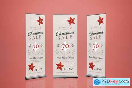 Cream Floral Christmas Sale Roll Banner