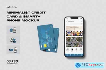 MI - Minimalist Credit Card and Smartphone Mockup
