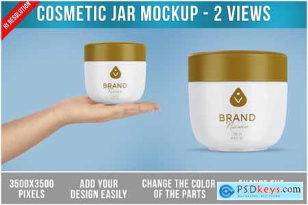 Cosmetic Jar in Hand Mockup PSD