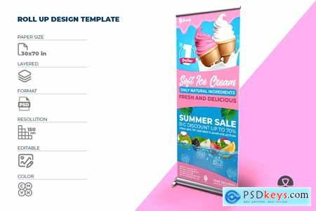 Ice Cream Roll-Up Signage Banner Template Vol.6