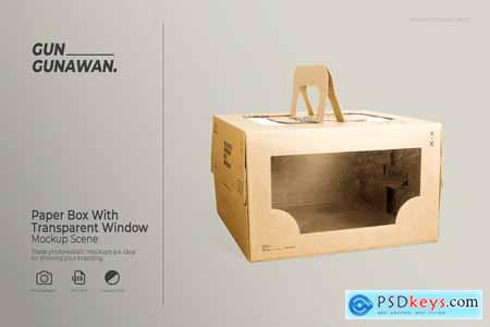 Paper Box With Transparent Window Mockup EA32ANQ