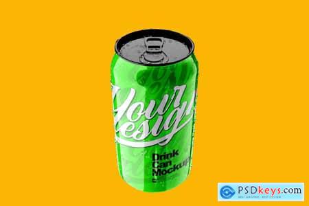 Glossy Drink Can with Condensation Mockup Vol.2