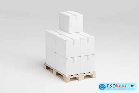 6 Cardboard Boxes Mock up