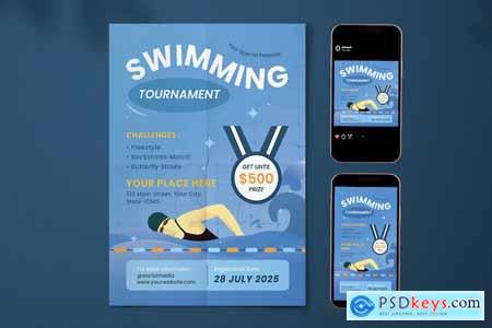 Swimming Tournament Flyer Set