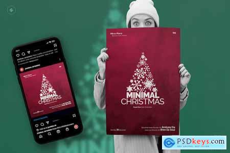 Minimal Christmas Party Flyer, Poster Template