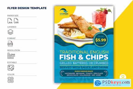 Fish and Chips Restaurant Flyer Template