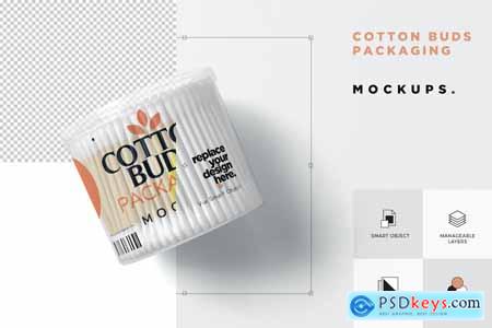 Cotton Buds Round Box Mockups