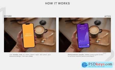 POV iPhone 13 Pro Max in Hand Mockup in Cafe