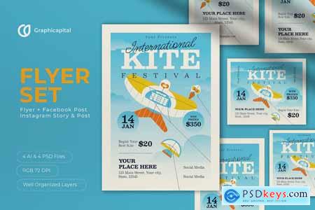 Blue International Kite Festival Flyer Set S99SJC5
