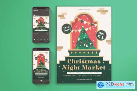 Christmas Night Market Event Flyer Set