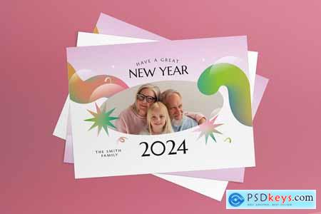Pink Gradient New Year Greetingcard Poscard