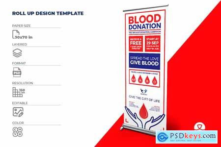 Blood Donation Signage Banner Roll Up Template