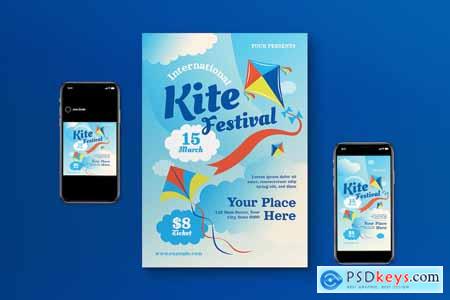 Blue International Kite Festival Flyer Set