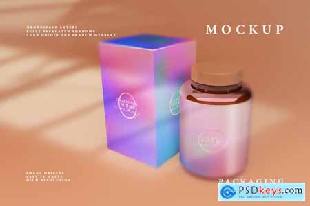 Amber Glass Pills Bottle Mockup