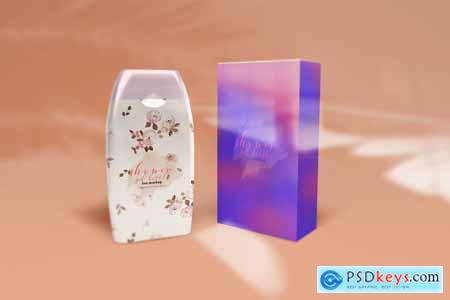 Shower Gel Bottle Mockup With Box