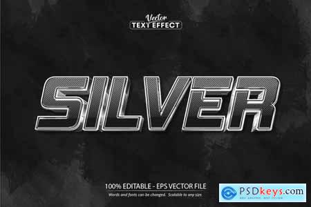 Metallic Silver - Editable Text Effect, Font Style