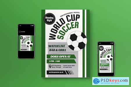 Green Gradient World Cup Flyer Set