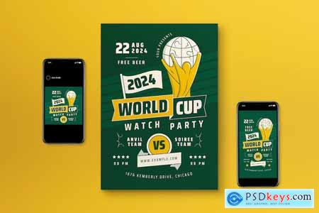 Green Flat Design World Cup Flyer Set