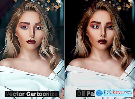 3 Vector Cartoon painting Photoshop Action