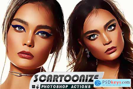 3 Vector Cartoon painting Photoshop Action