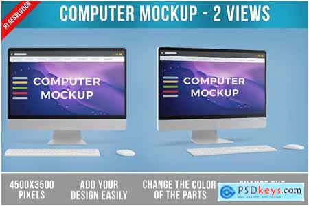 Computer Mockup with Keyboard and Mouse PSD