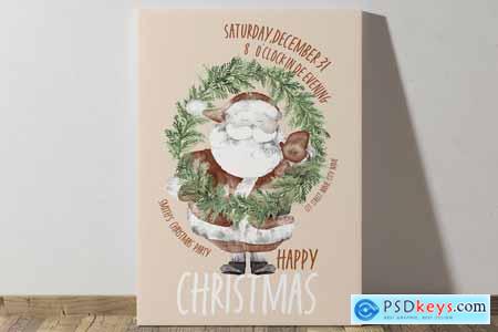 Xmas Poster With Santa Claus