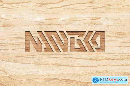 Logo With Wood Carving Effect Mockup