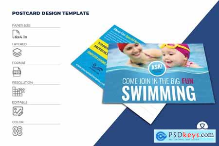 Swimming Postcard Template