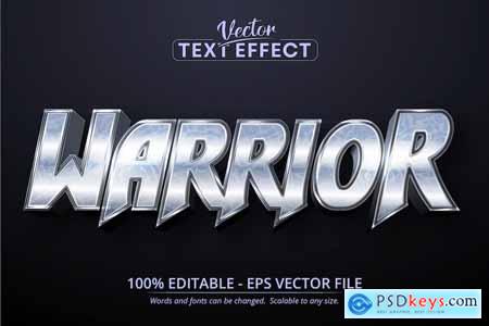 Warrior - Editable Text Effect, Silver Font Style