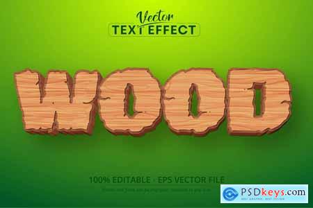 Wood - Editable Text Effect, Cartoon Font Style
