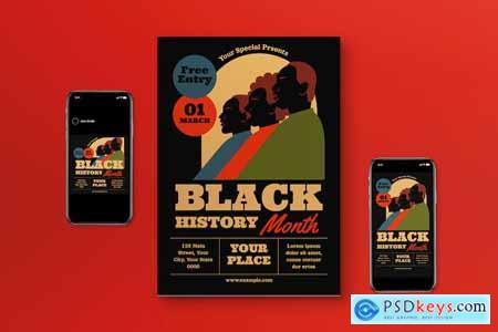 Black Retro Black History Month Flyer Set