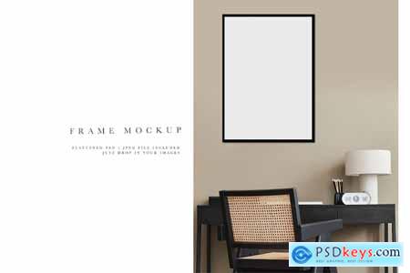 Frame Mockup #2686, Black Portrait Frame, Interior