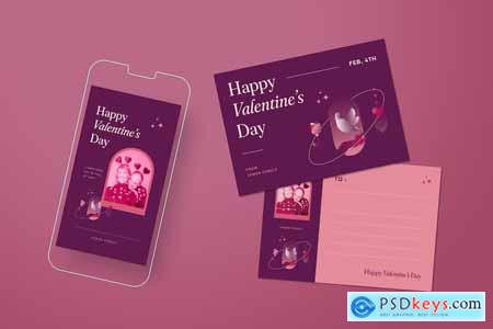 Valentines Day Greeting Card Set