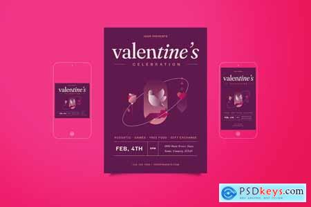 Valentines Day Celebration Flyer Set
