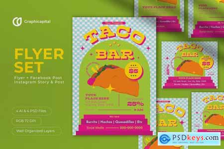 Green Riso Taco Bar Flyer Set