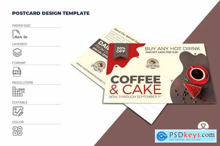 Coffee and Cake Postcard Template