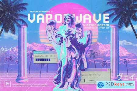 Vaporwave - Retro Poster Photoshop Action